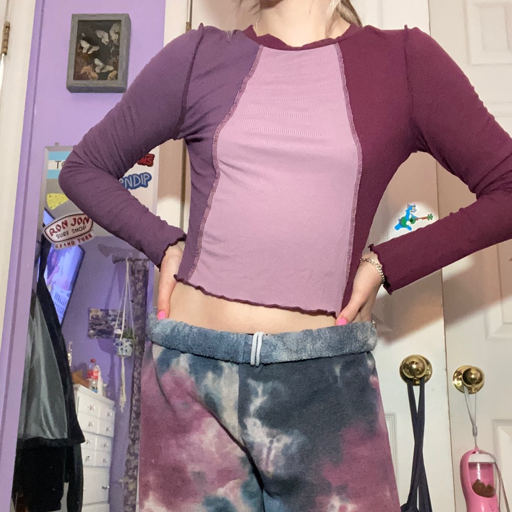 Purple patchwork crop top - Picture 4 of 4